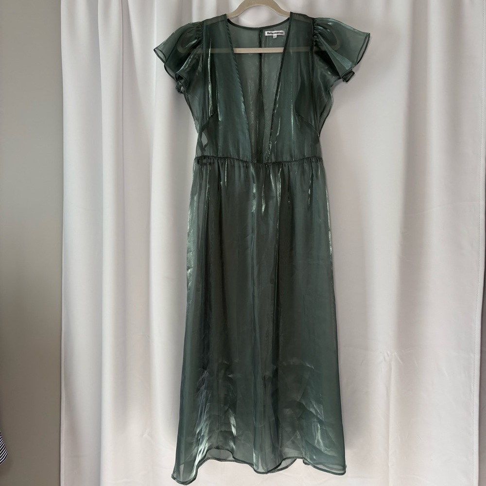 Reformation Glory Sheer Midi Dress Sz Medium